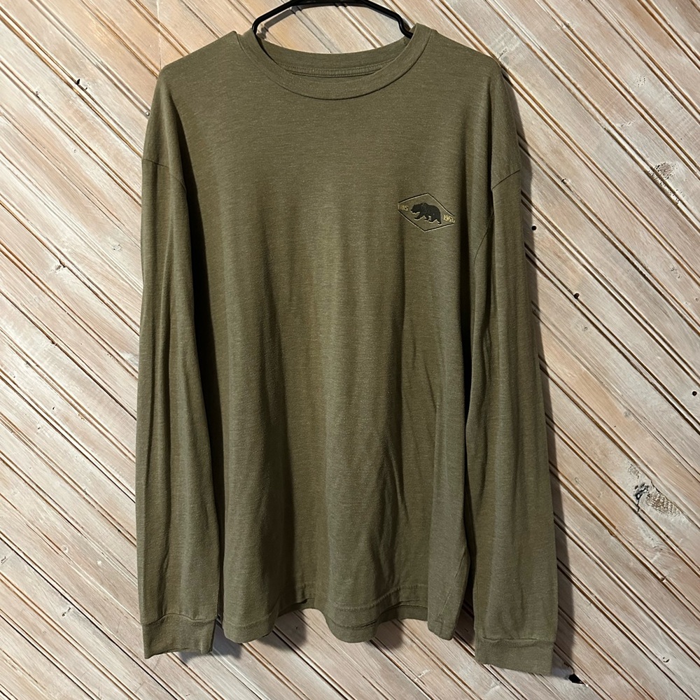 Vans Off The Walls Olive Green Long Sleeve Men's Tee Bear 1966 Graphic